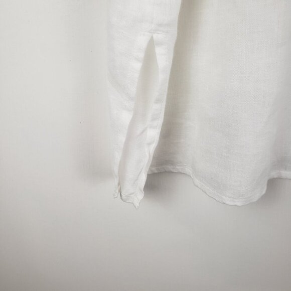 J Jill Love Linen Tunic Top Blue White Embroidered Beach Coastal Size Small - Picture 5 of 9